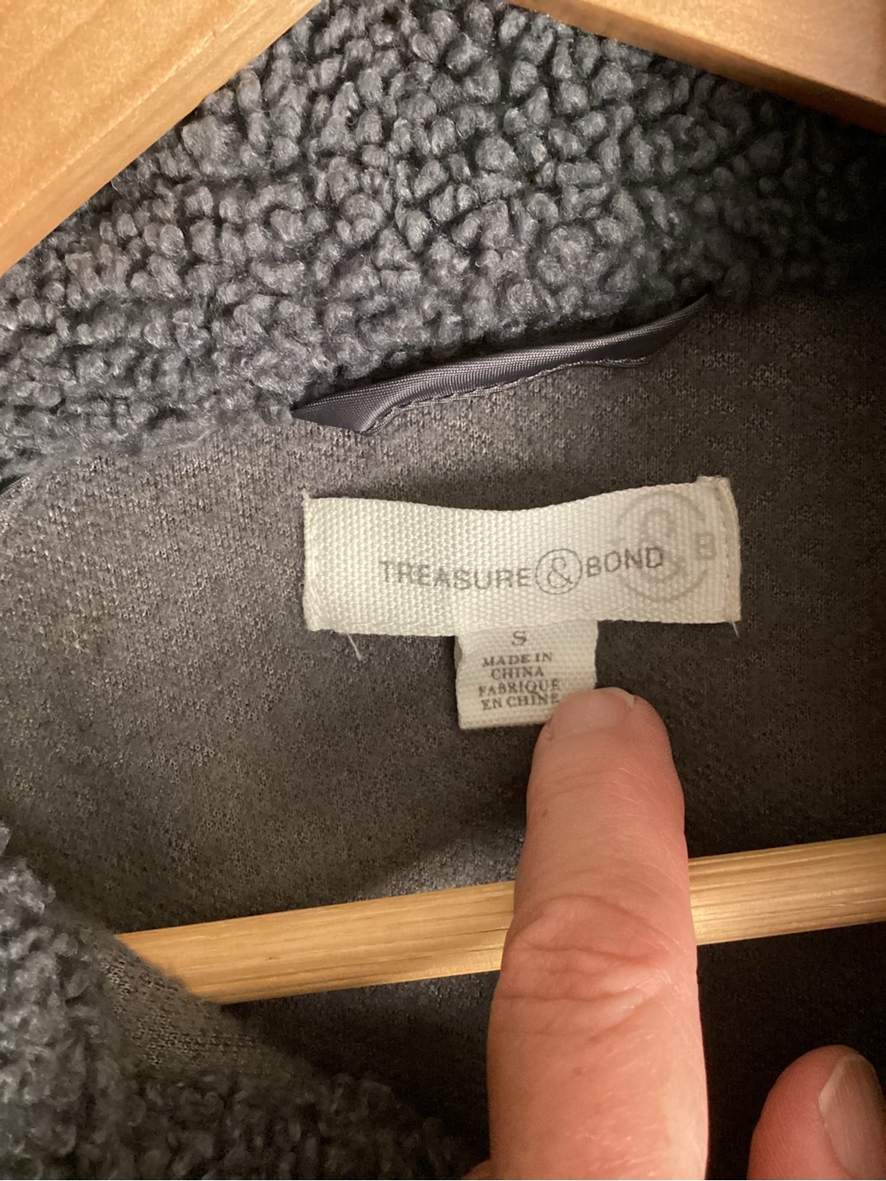 Treasure & Bond Gray Blue Teddy Sherpa Faux Shearling Shacket Jacket Small - Picture 4 of 12